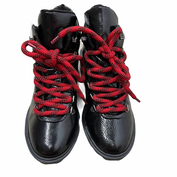 Schutz Niceia Patent Leather Hiking Boot Black 5.5 - Picture 3 of 7